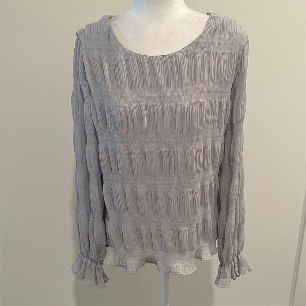 NWT She + Sky Textured Gray Blouse Sz L